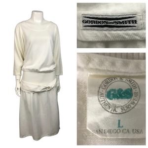 1980s G&S Skate White Cotton Sweater Dress Surf Beach Cover / Women’s Large *